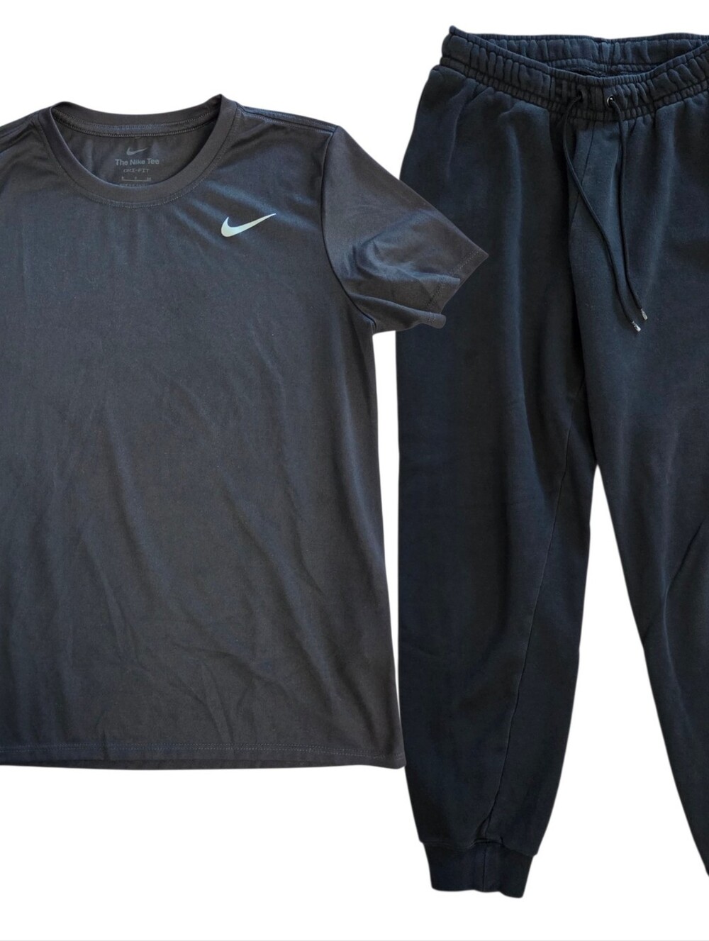 Nike Men's Small Set: Black Dri-FIT T-Shirt & Club Fleece Joggers Tracksuit